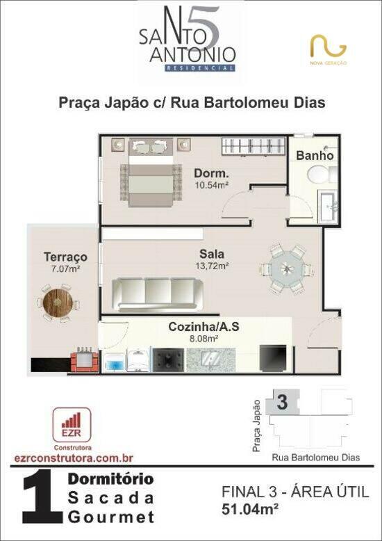 Santo Antônio 5, apartamentos com 1 a 2 quartos, 51 a 74 m², Praia Grande - SP
