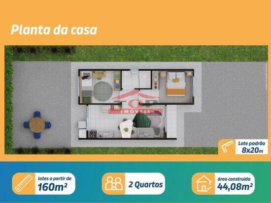 Cidade Alegre Residencial, casas com 2 quartos, 44 m², Bauru - SP