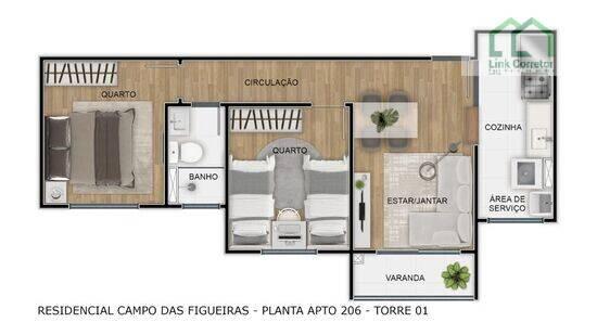 Campo Das Figueiras, apartamentos com 2 quartos, 43 a 47 m², Campinas - SP