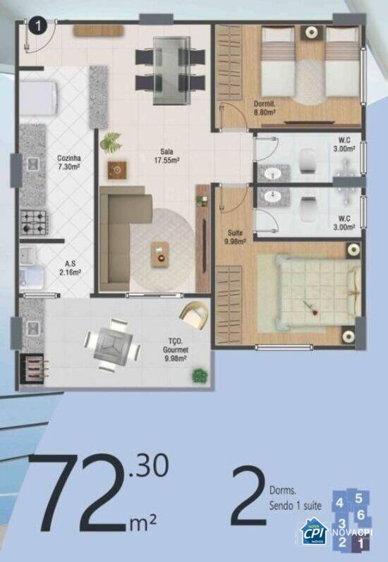 Residencial Atlantico, apartamentos com 2 quartos, 69 a 78 m², Praia Grande - SP