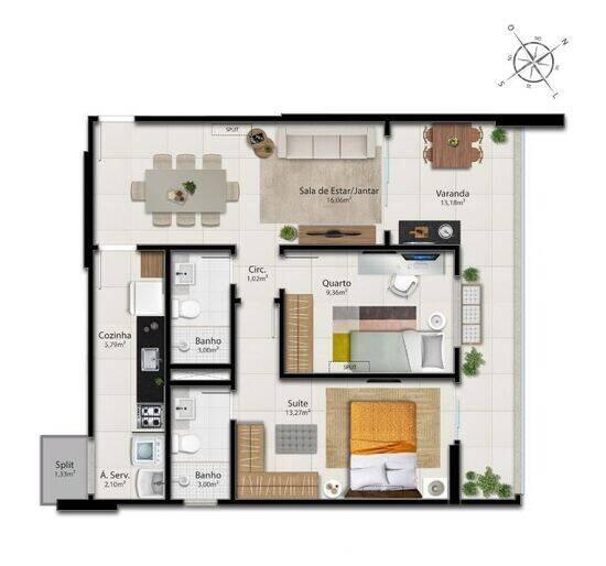 Catamarã, apartamentos com 2 quartos, 78 m², Vila Velha - ES