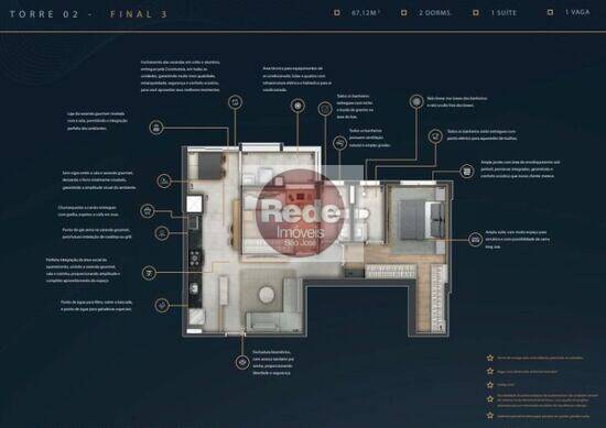 Apartamento de 67 m² Parque Residencial Aquarius - São José dos Campos, à venda por R$ 885.978