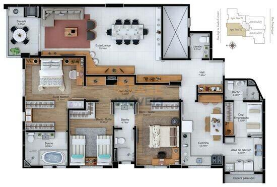 Belfiore Residencial, apartamentos com 3 quartos, 153 m², Criciúma - SC