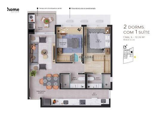 Home, apartamentos com 2 a 3 quartos, 67 a 126 m², Florianópolis - SC