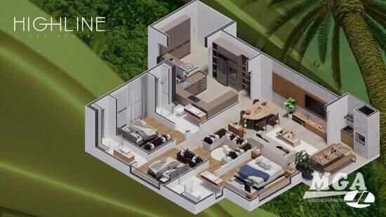 Highline Residence, apartamentos com 3 quartos, 122 m², Foz do Iguaçu - PR