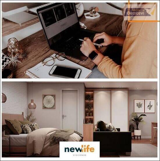  New Life Visconde, com 1 a 2 quartos, 28 a 34 m², Curitiba - PR