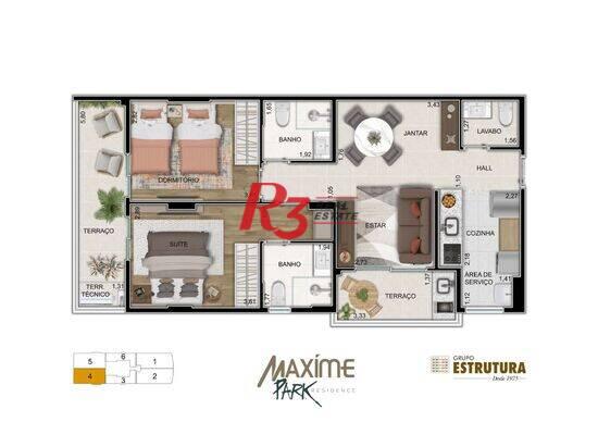 Maxíme Park Residence, apartamentos com 1 a 2 quartos, 45 a 84 m², Santos - SP