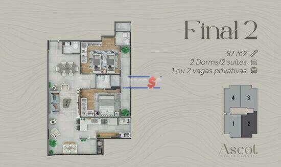 Ascot Residencial, apartamentos com 2 quartos, 87 a 89 m², Praia Grande - SP