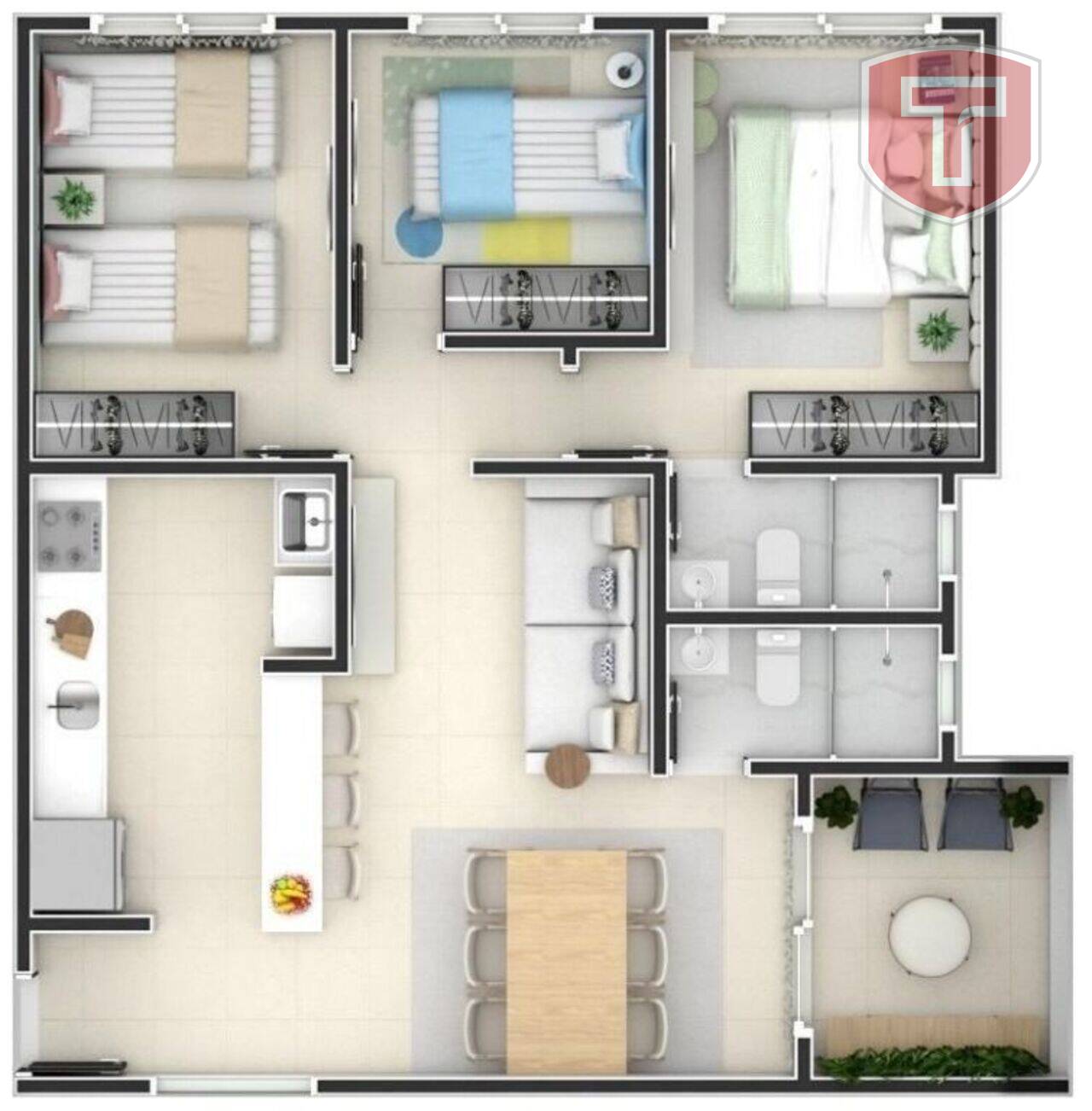 Vinícius Soares - Apartamento com 3 dormitórios à venda - Portal do Sol, João Pessoa/PB