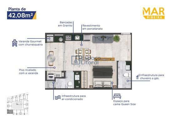 MAR RIBEIRA, apartamentos com 1 quarto, 36 a 48 m², Ubatuba - SP