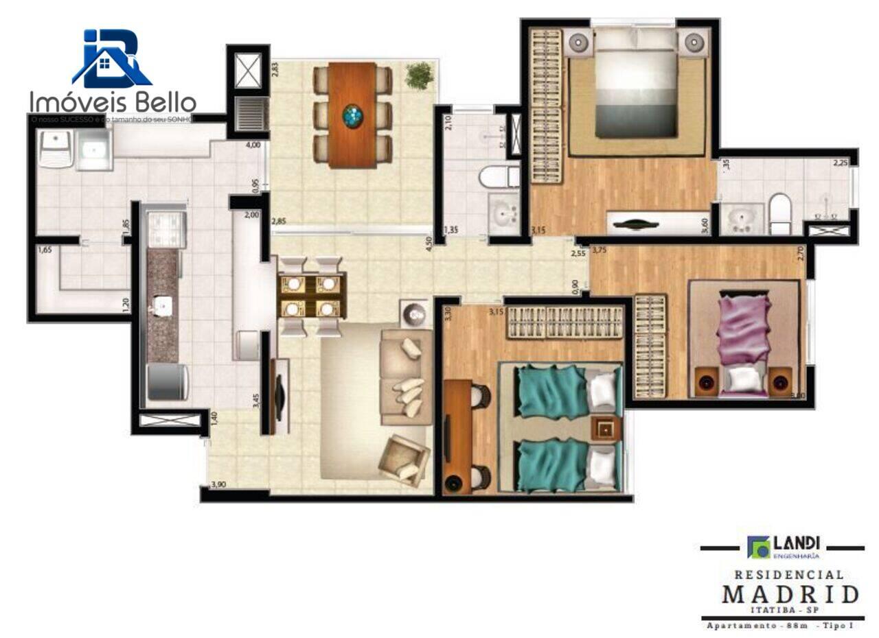 Apartamento Edificio Residencial Madrid, Itatiba - SP