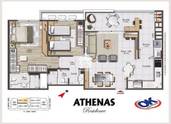 Athenas Residence, com 2 a 3 quartos, 89 a 347 m², São José - SC