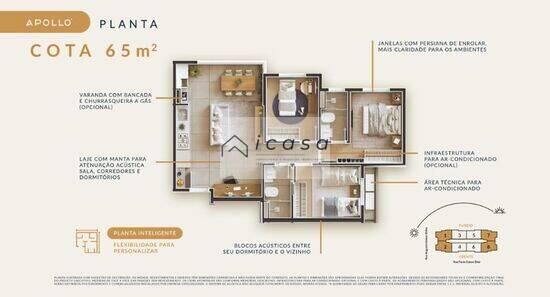 Apollo Easy Life, apartamentos com 2 a 3 quartos, 57 a 65 m², São José dos Campos - SP