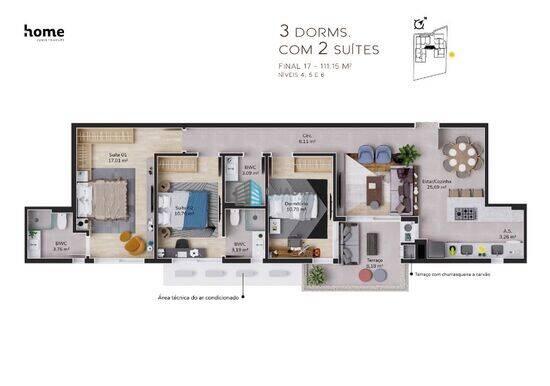 Home, apartamentos com 2 a 3 quartos, 67 a 126 m², Florianópolis - SC