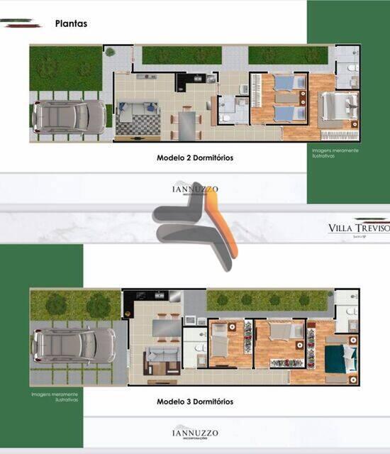 Villa Treviso, casas com 2 a 3 quartos, 60 a 72 m², Salto - SP