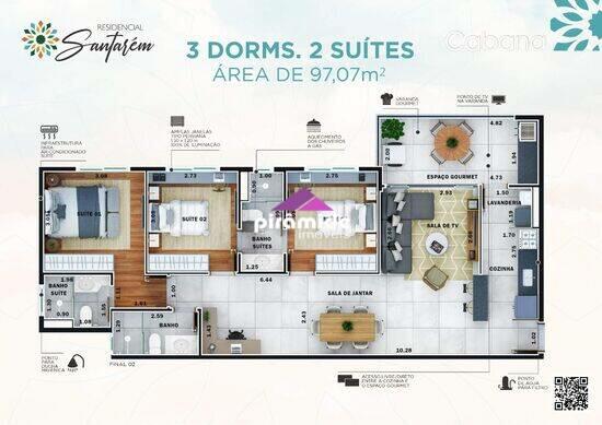 Residencial Santarém, apartamentos com 2 a 3 quartos, 76 a 97 m², São José dos Campos - SP