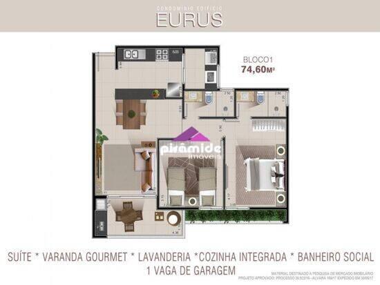 Eurus, apartamentos com 2 quartos, 75 a 77 m², Caraguatatuba - SP