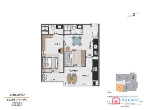 Apartamento de 54 m² Indaiá - Caraguatatuba, à venda por R$ 253.416