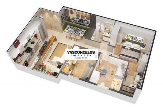 Apartamento de 65 m² Parque Residencial Flamboyant - São José dos Campos, à venda por R$ 419.208