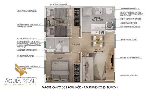 Parque Canto dos Rouxinóis, apartamentos com 2 quartos, 40 m², Campo Grande - MS