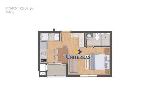 Studio de 28 m² na Rio Grande do Sul - Água Verde - Curitiba - PR, à venda por R$ 354.875