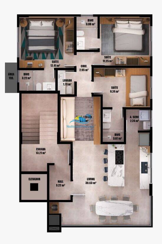 Residencial Blue Coast, apartamentos com 3 quartos, 100 m², Balneário Piçarras - SC