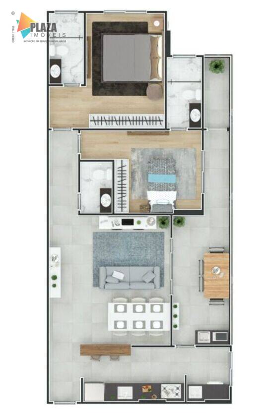 Riviera Maya, apartamentos com 2 quartos, 84 a 95 m², Praia Grande - SP