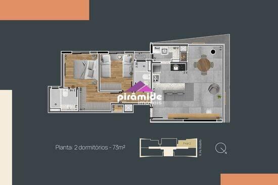 Apartamento de 73 m² Vila Ema - São José dos Campos, à venda por R$ 878.613