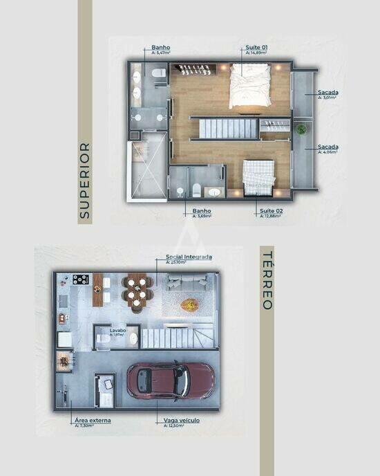 Residencial Flamboyant, casas com 2 quartos, 105 m², Garopaba - SC