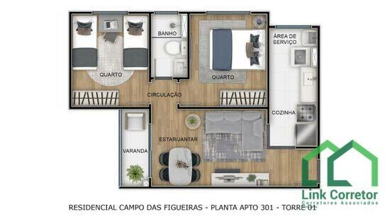 Campo Das Figueiras, apartamentos com 2 quartos, 43 a 47 m², Campinas - SP