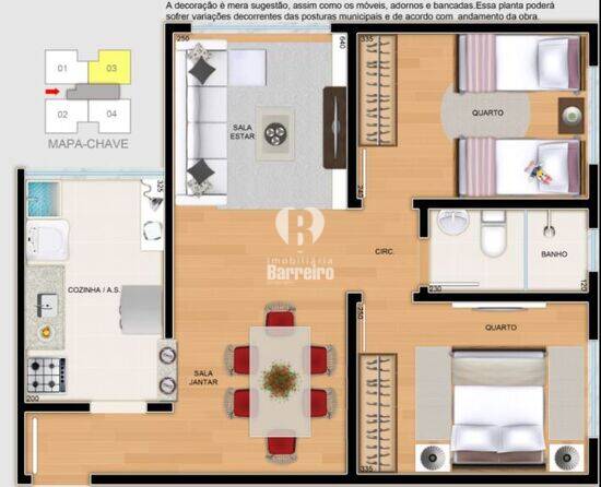 Monte Carlo, apartamentos com 1 a 2 quartos, 52 m², Belo Horizonte - MG