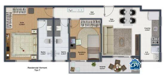 Vermont, apartamentos com 2 quartos, 65 a 68 m², Praia Grande - SP