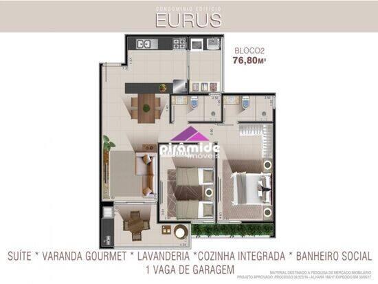 Eurus, apartamentos com 2 quartos, 75 a 77 m², Caraguatatuba - SP