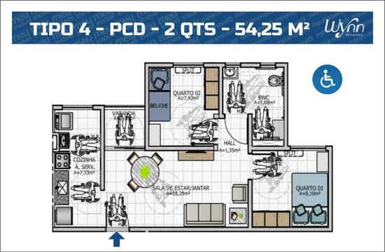 Wynn, apartamentos com 2 quartos, 46 a 54 m², São Luís - MA