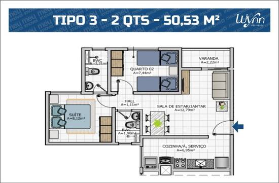 Wynn, apartamentos com 2 quartos, 46 a 54 m², São Luís - MA