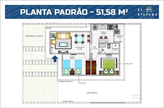 St. Stevam 2, com 2 quartos, 51 m², Paço do Lumiar - MA