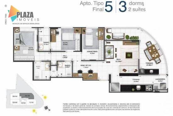 Pedro, apartamentos com 2 quartos, 75 a 79 m², Praia Grande - SP