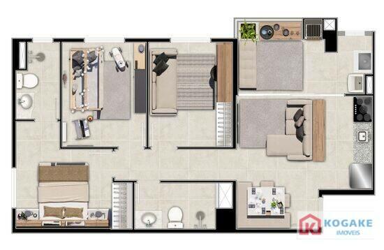 Apartamento de 64 m² Jardim Oriente - São José dos Campos, à venda por R$ 439.900