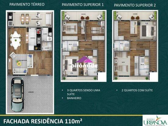 Bosque Urbanova Condominio Residencial, casas com 3 quartos, 110 a 134 m², São José dos Campos - SP