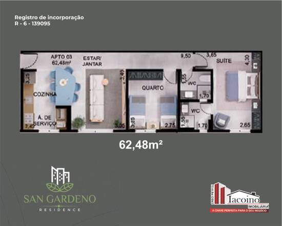 Apartamento de 62 m² Mirante - Campina Grande, à venda por R$ 339.552