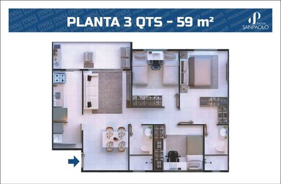 Edifício Sanpaolo, apartamentos com 2 a 3 quartos, 54 a 60 m², São Luís - MA